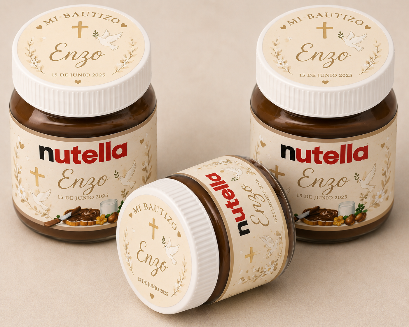 🍫 Mini Nutella Personalizada para Bautizo