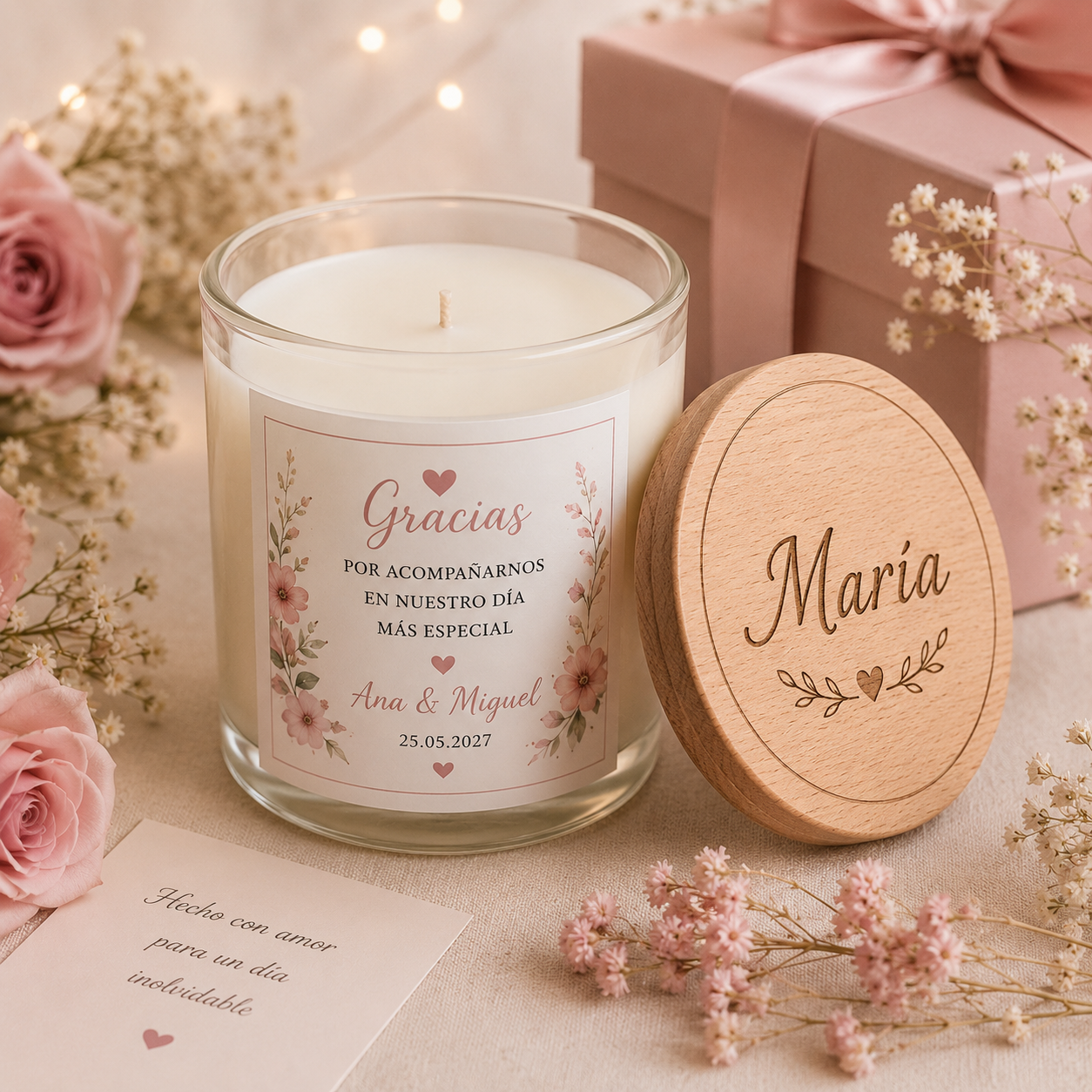 🕯️ Vela aromática personalizada con tapa de madera