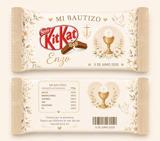 🍫 KitKat Personalizado para Bautizo
