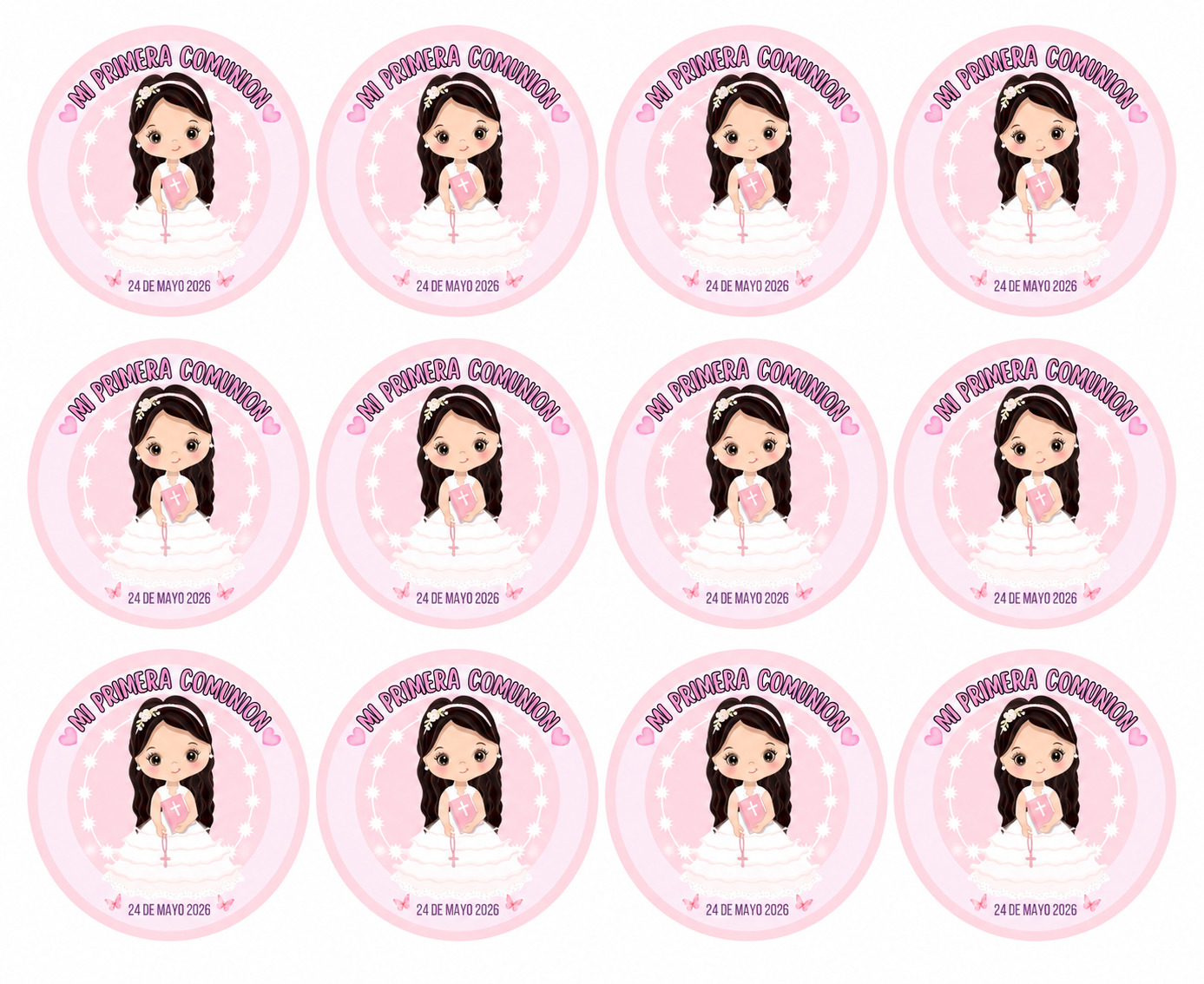 Pegatinas Redondas Personalizadas para Comunión Niño y Niña