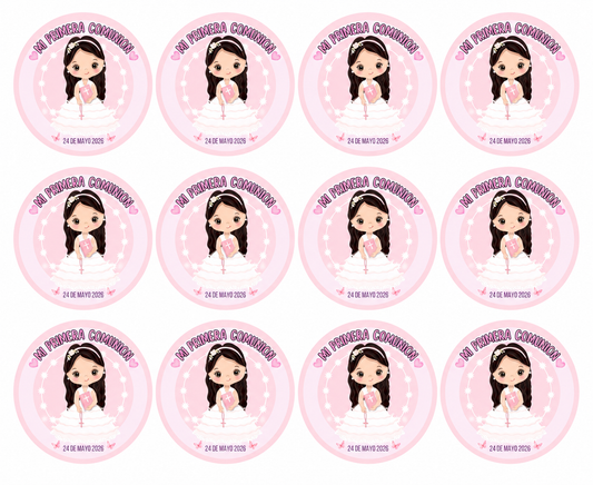Pegatinas Redondas Personalizadas para Comunión Niño y Niña