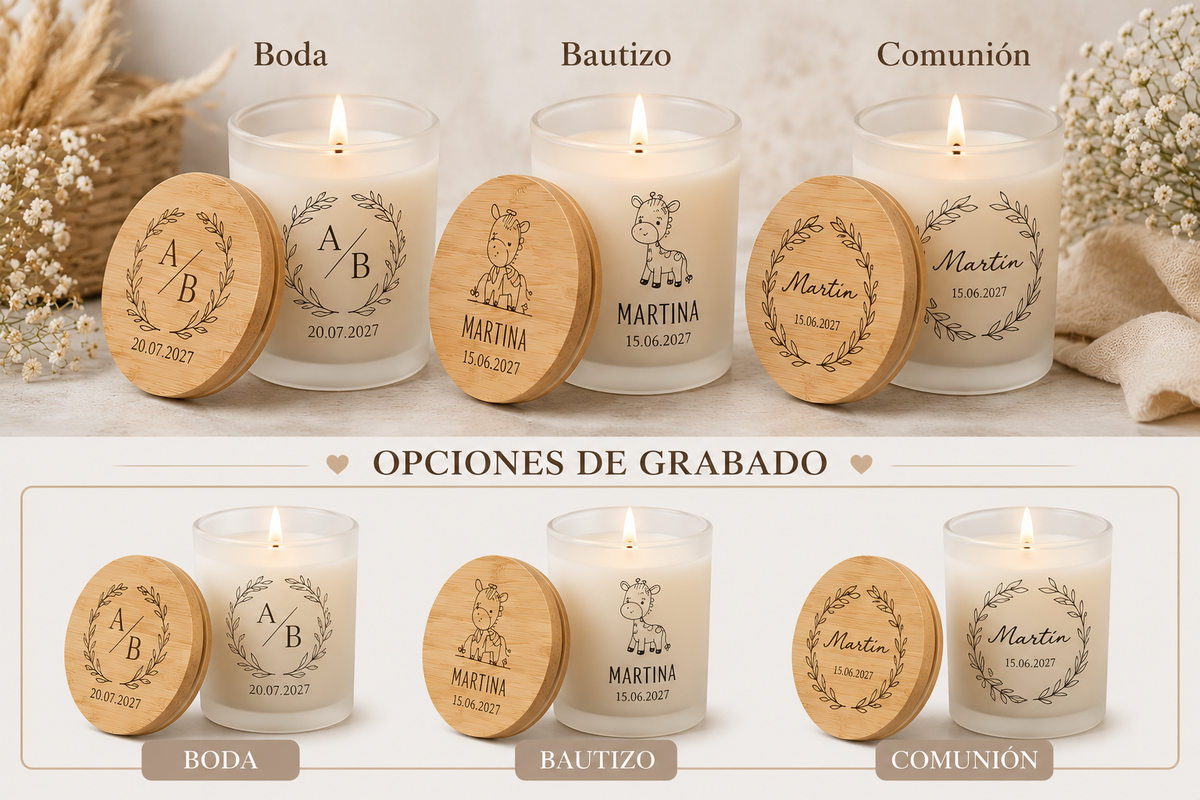 🕯️ Vela aromática personalizada con tapa de madera