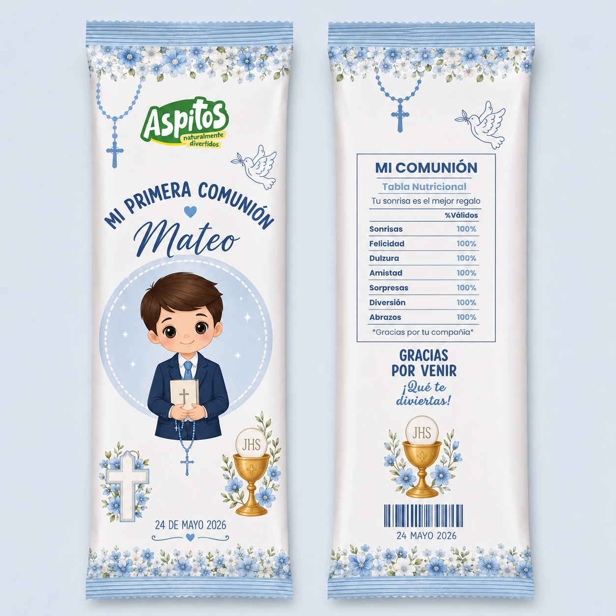 🎀 Aspitos Personalizados para Comunión – Niño o Niña