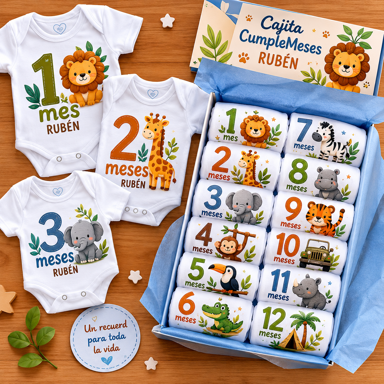 Pack CumpleMeses Bebé Personalizado | 12 Bodys