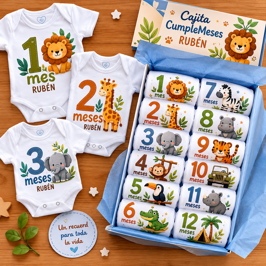 Pack CumpleMeses Bebé Personalizado | 12 Bodys