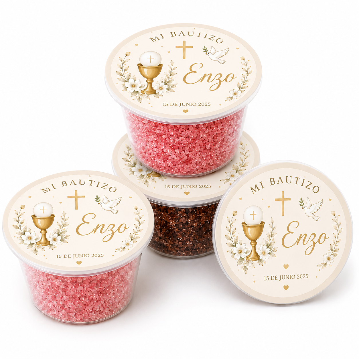 🍬 Vasito de Pica Pica Personalizado para Bautizo