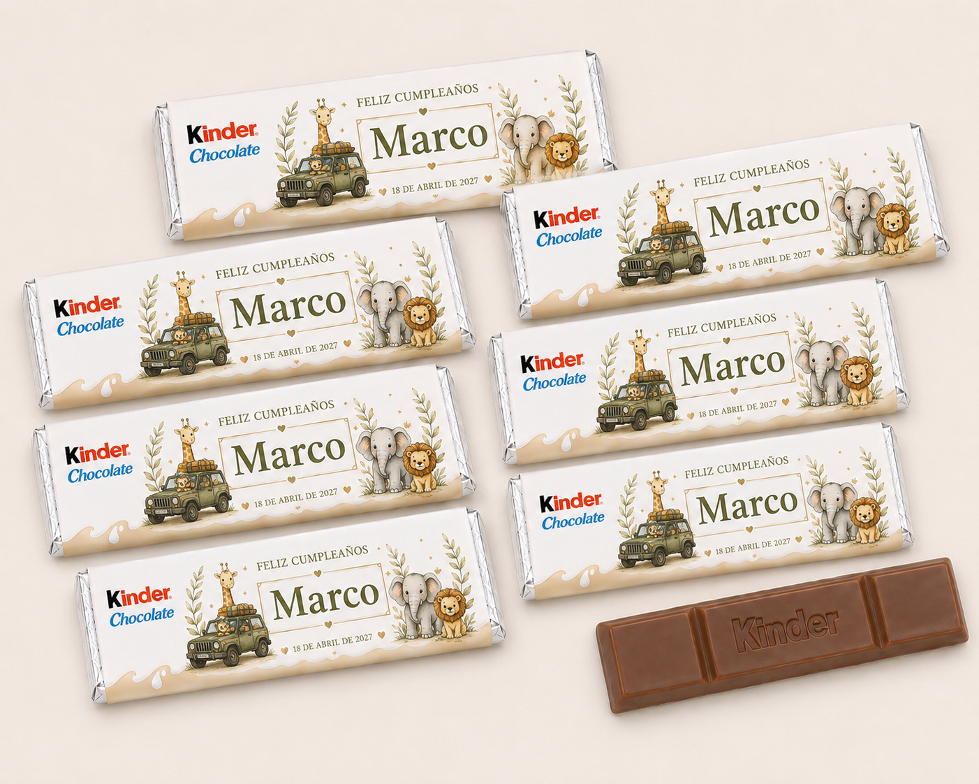🍫 Mini chocolatinas kinder Personalizado para Cumpleaños