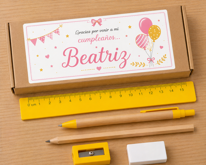 Set 5 piezas con caja con Pegatina Personalizada