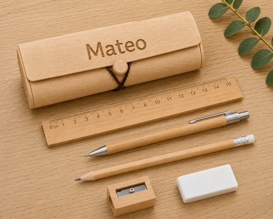 Set escritura con estuche madera Grabado