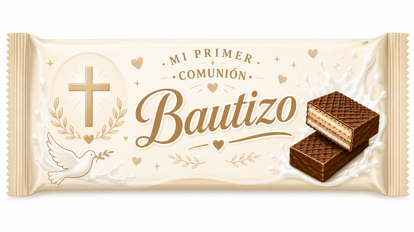 🍫 Chocolatina Hurry Up Personalizada para Bautizo
