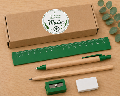 Set 5 piezas con caja con Pegatina Personalizada