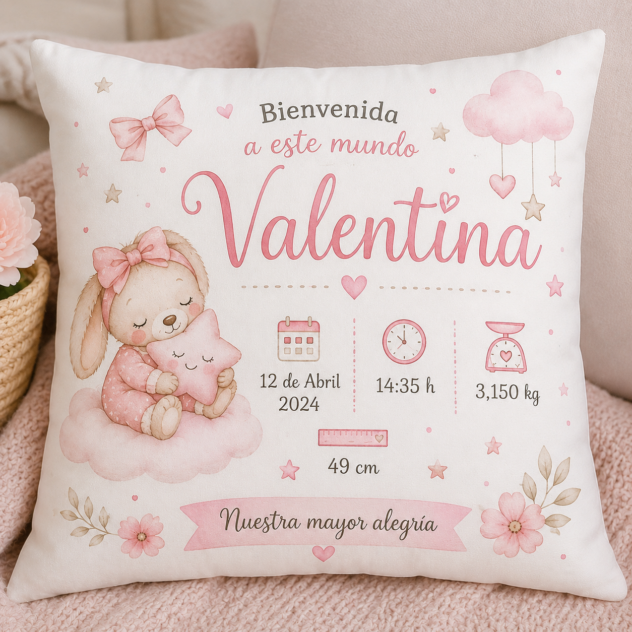 Cojín Personalizado de Nacimiento