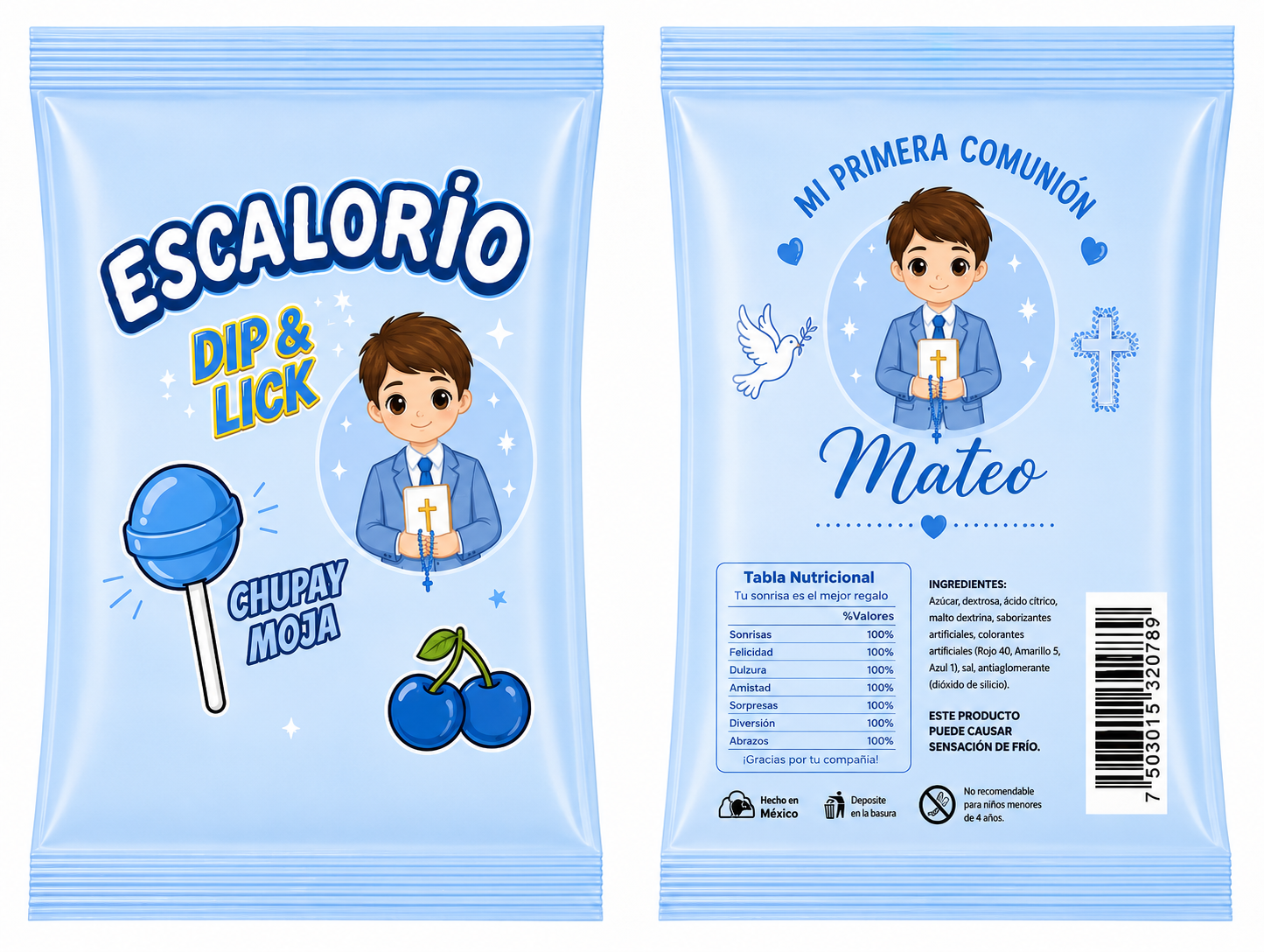 🍭 Escalofríos Pica Pica Personalizados para Comunión