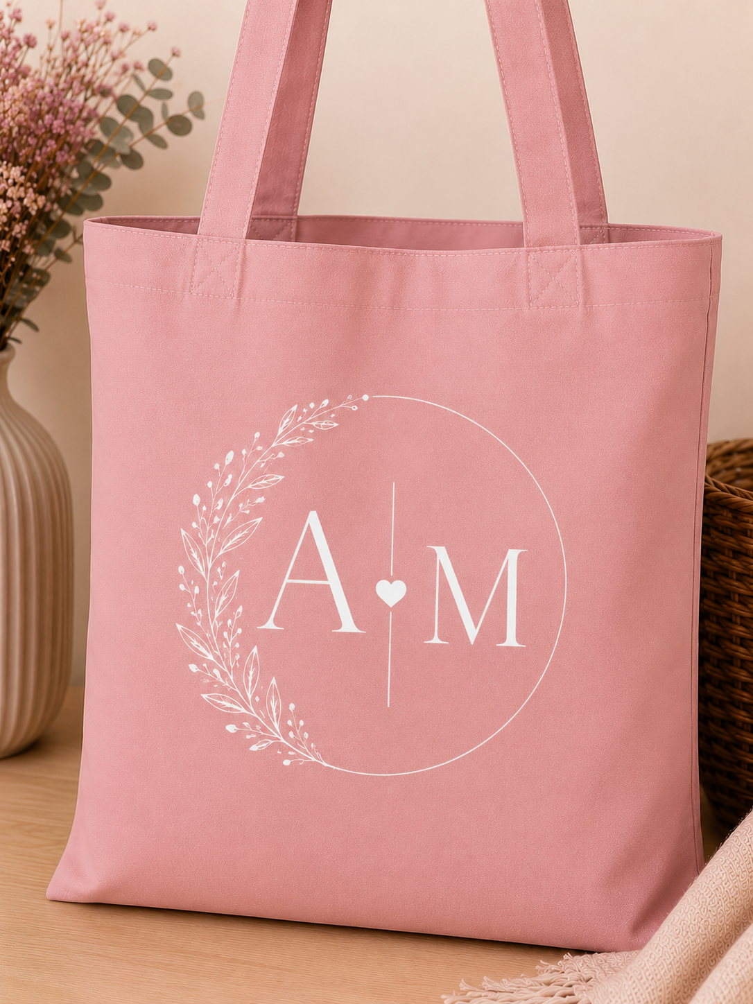 💖 Tote Bag Personalizada con Iniciales de Pareja