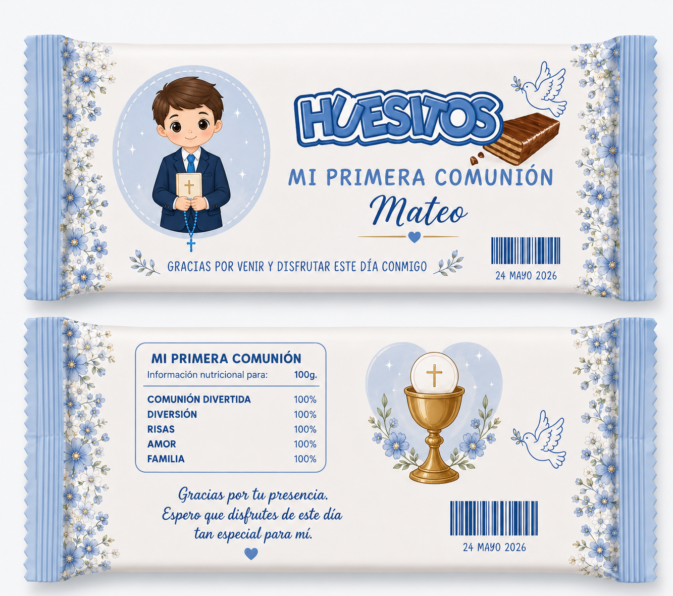 🍫 Huesitos Personalizado para Comunión