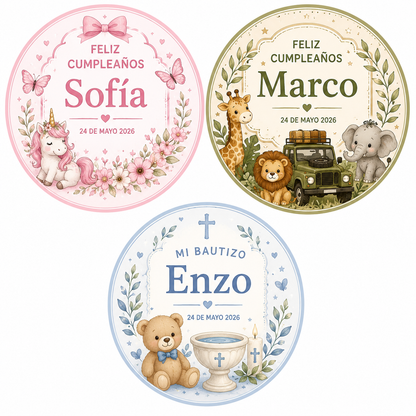 Pegatinas Personalizadas para Cumpleaños y Bautizos