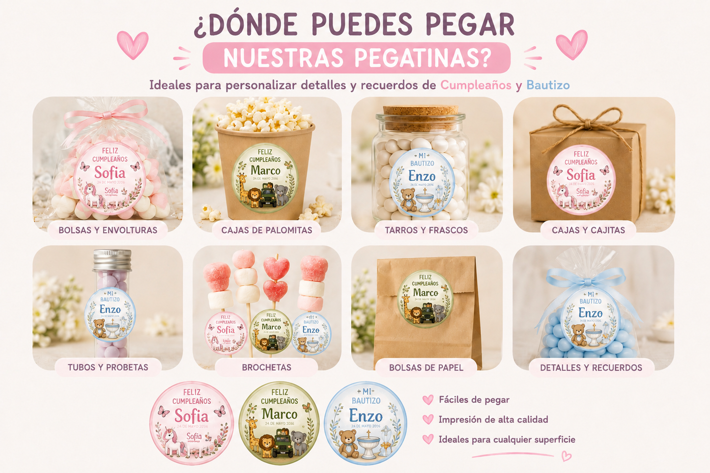 Pegatinas Personalizadas para Cumpleaños y Bautizos