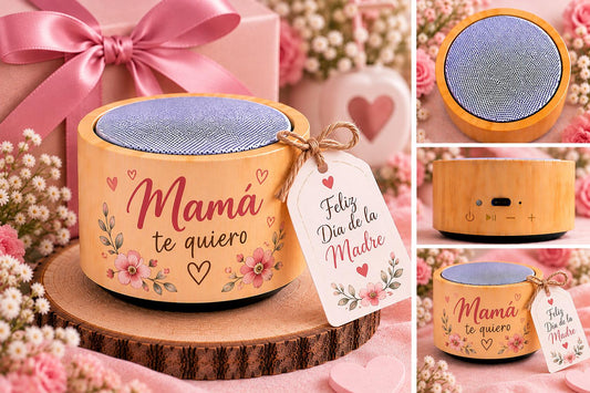 Altavoz Bluetooth de Bambú Personalizado para Mamá – Regalo Día de la Madre