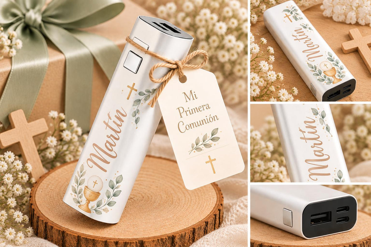 Batería Externa Power Bank Personalizada 2600 mAh – Recuerdo de Comunión